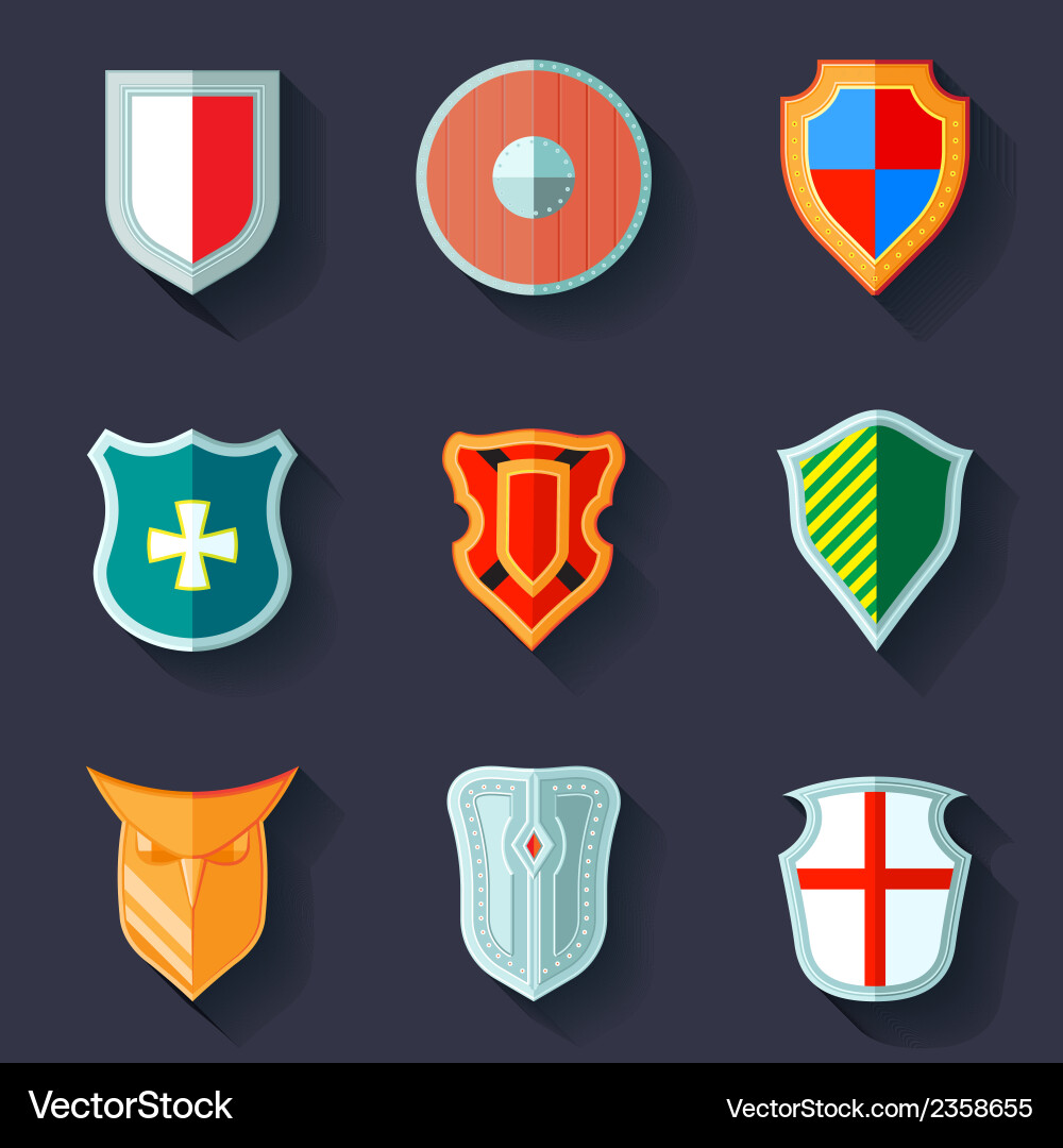 Shield icon flat Royalty Free Vector Image - VectorStock