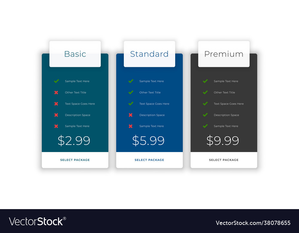 Subscription plans and pricing comparison web