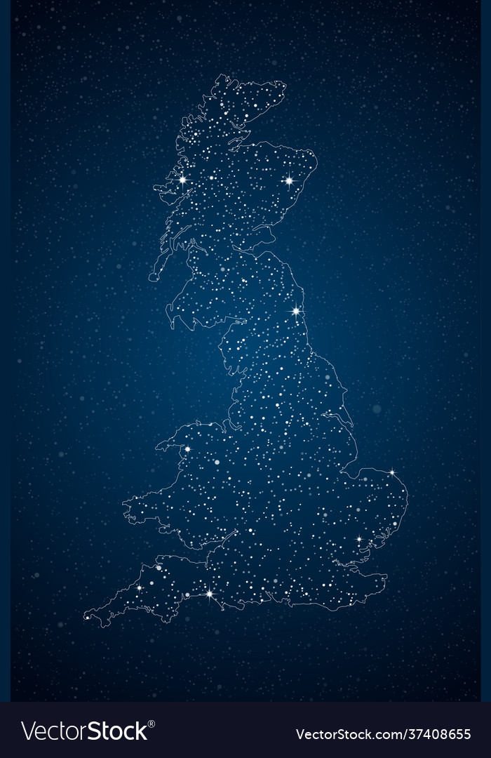 United kingdom map made stars night sky