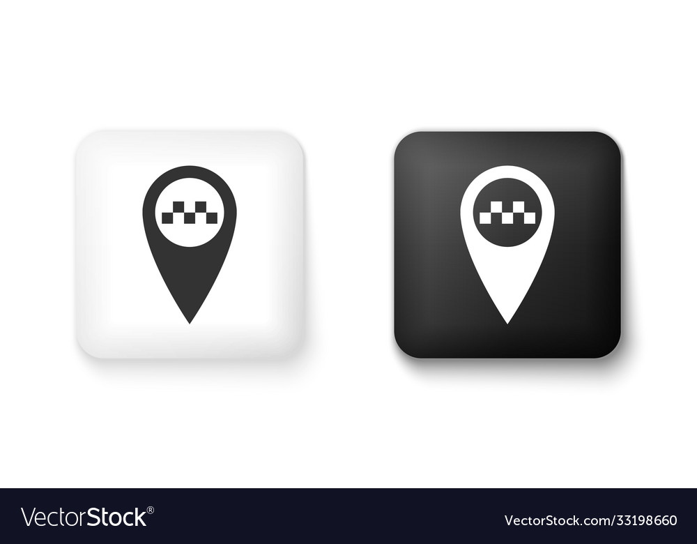 Black and white map pointer with taxi icon vector image Black and white map pointer with taxi icon