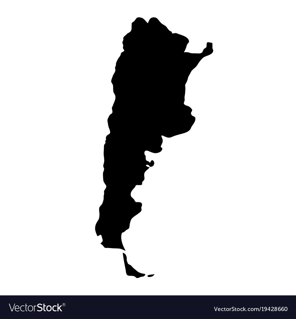 Black silhouette country borders map of argentina Vector Image