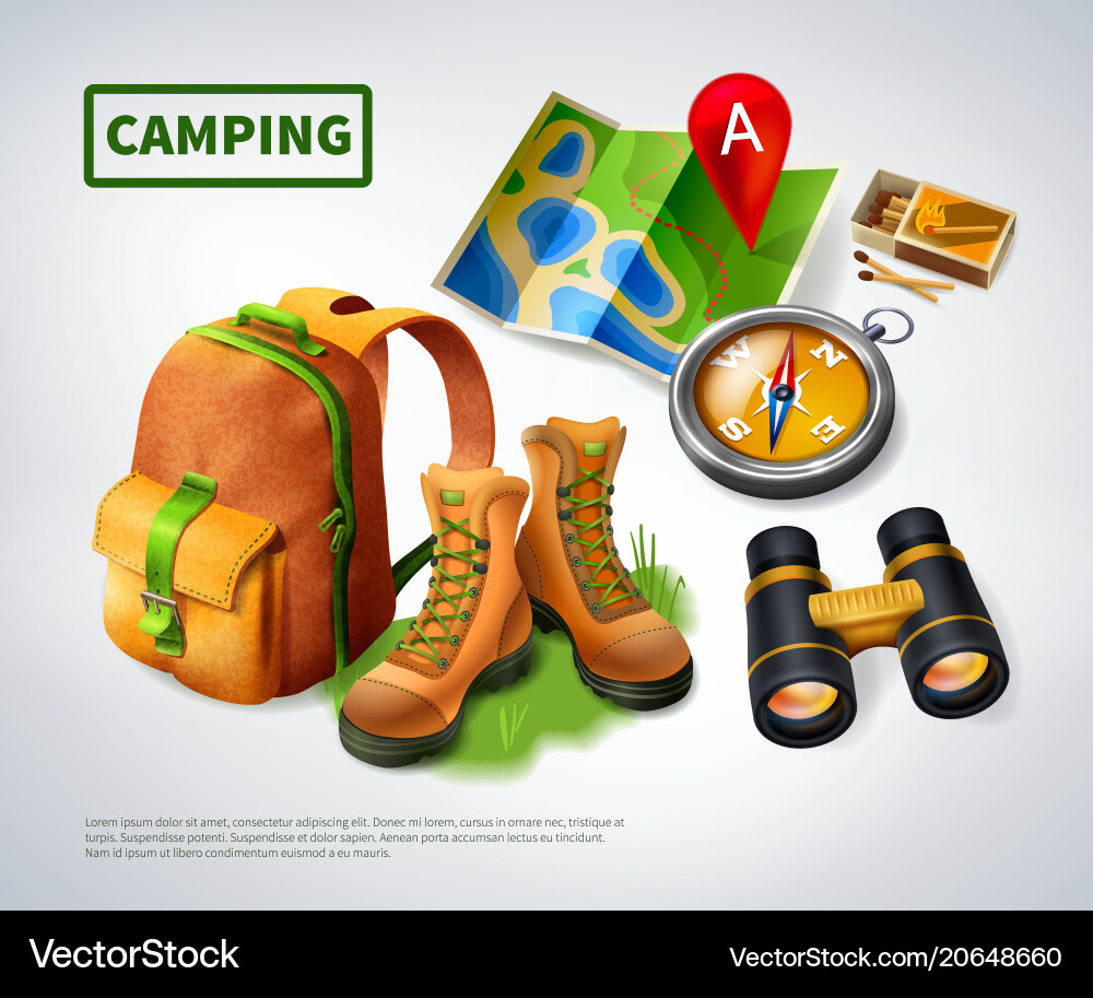 Camping realistic composition Royalty Free Vector Image