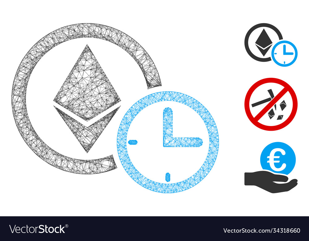 Ethereum credit clock polygonal web mesh vector image Ethereum credit clock polygonal web mesh