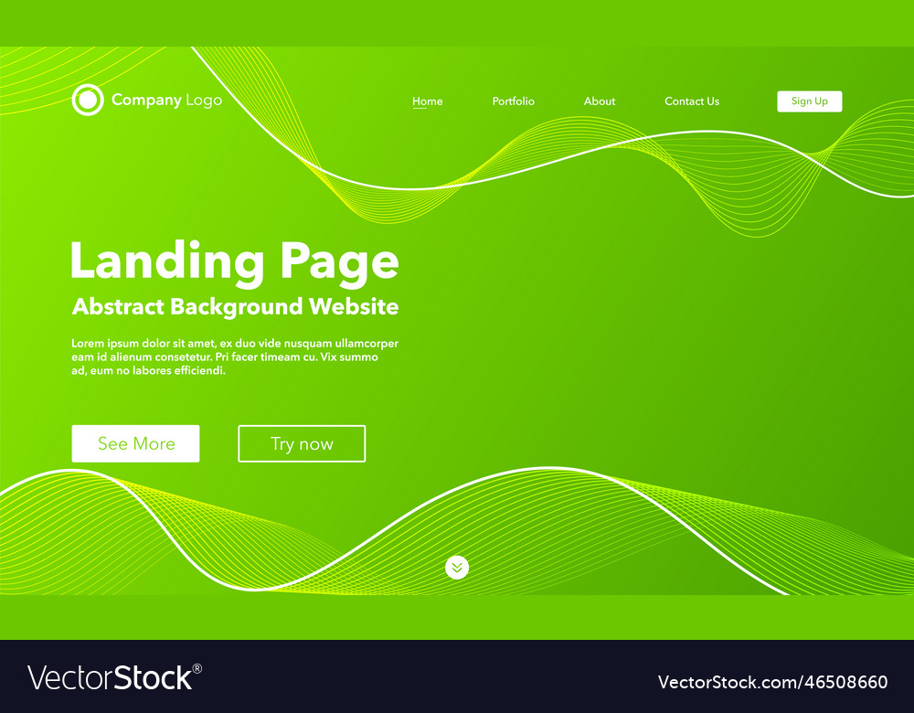 Gradient abstract wave background landing page vector image Gradient abstract wave background landing page