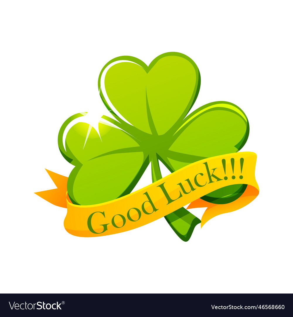 green-clover-and-ribbon-good-luck-symbol-vector-image