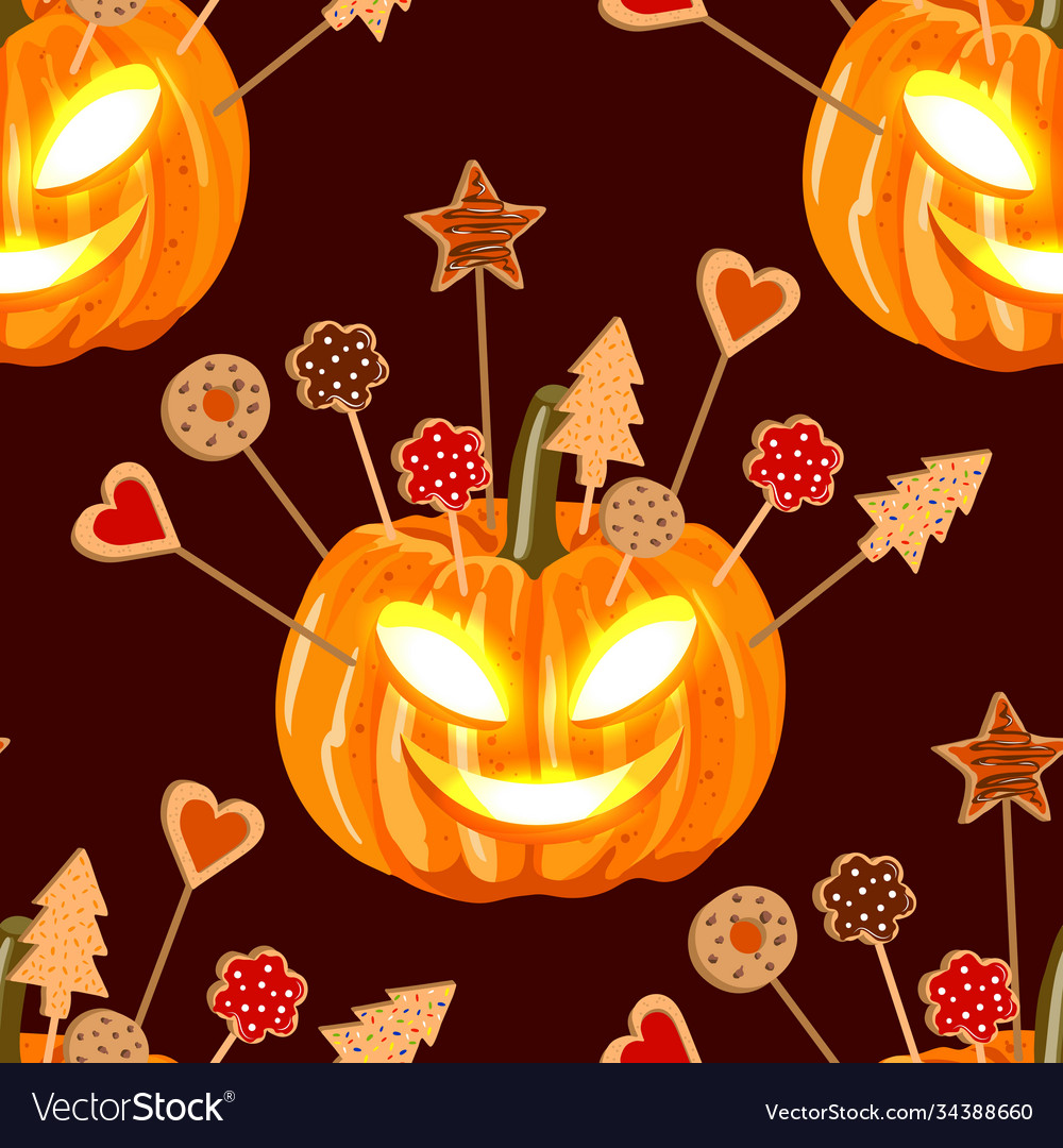 Halloween nahtloses Muster mit Kürbissen Vector Image Halloween nahtloses Muster mit Kürbissen