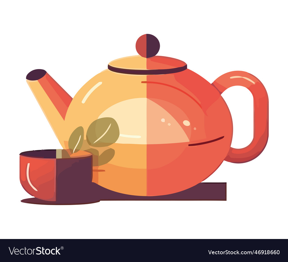 Hot tea poured from old fashioned teapot Vector Image