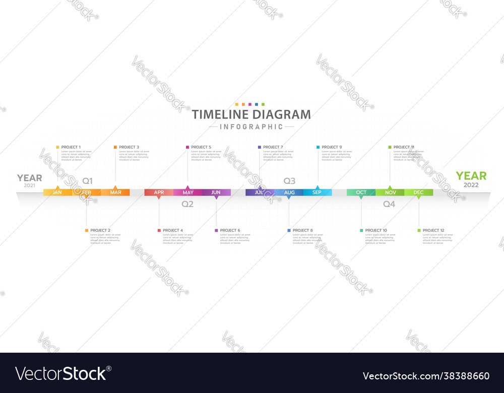 Infographic 12 months timeline diagram calendar Vector Image