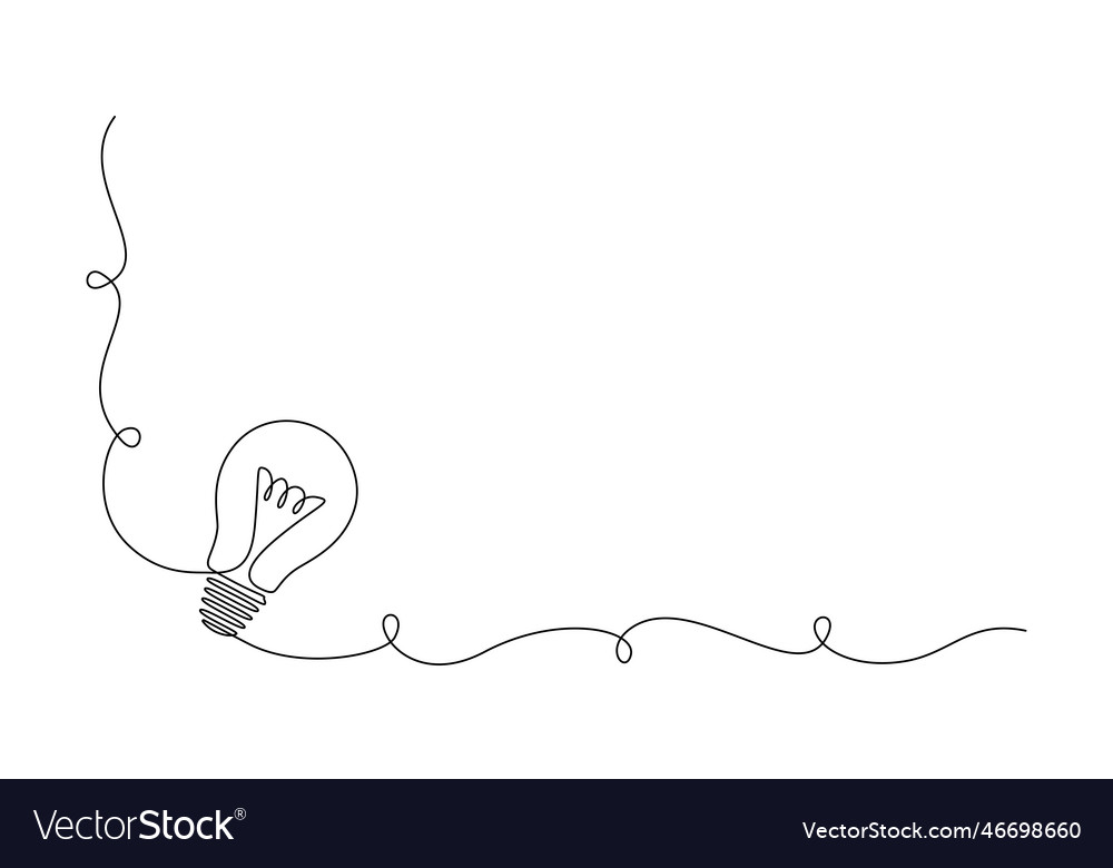 Light bulb in one continuous line drawing Vector Image Light bulb in one continuous line drawing