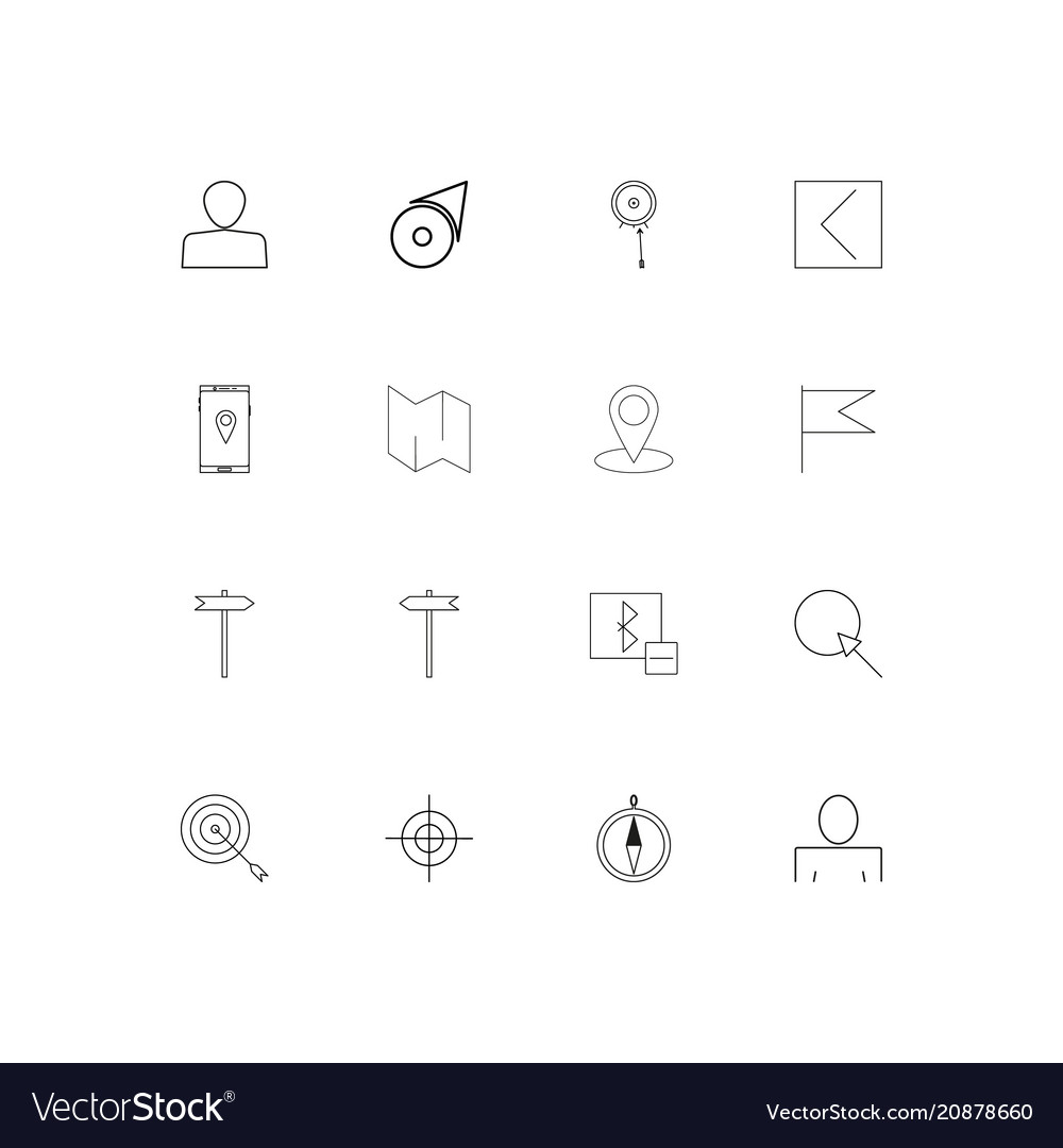 Maps and navigation linear thin icons set
