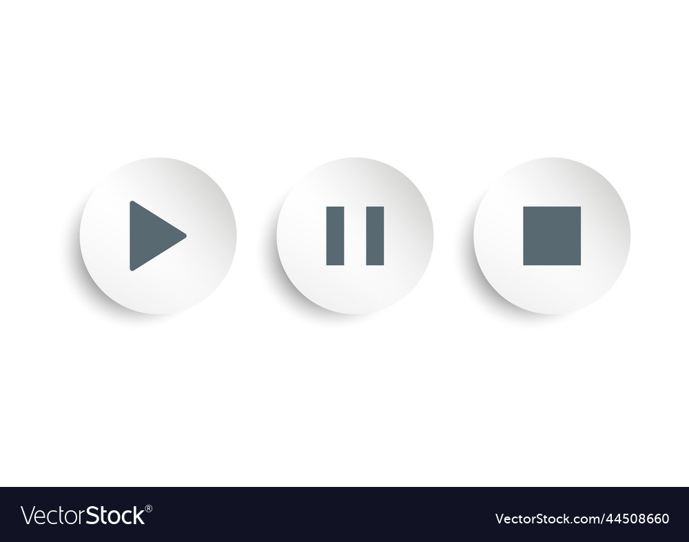 Modern play stop and pause button icon web vector image Modern play stop and pause button icon web