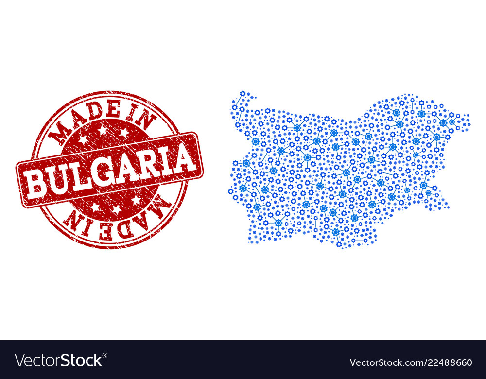 Mosaic map of bulgaria with cog links and made