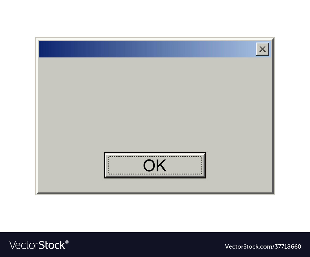 Old computer window with error message retro pc vector image Old computer window with error message retro pc