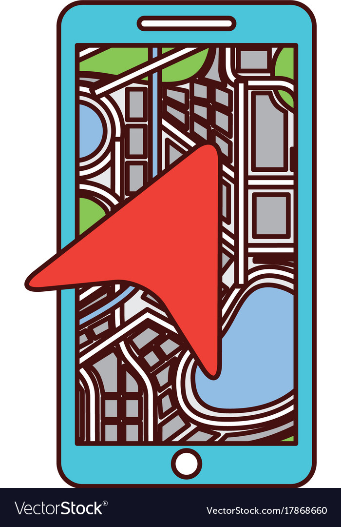 Road map direction in mobile phone with arrow