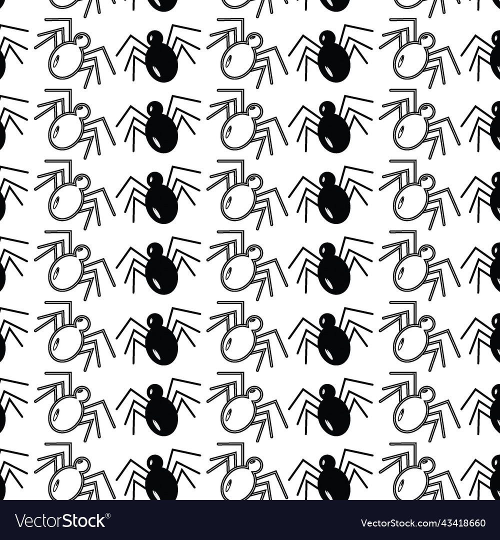 Seamless pattern of spiders with contour drawing Vector Image