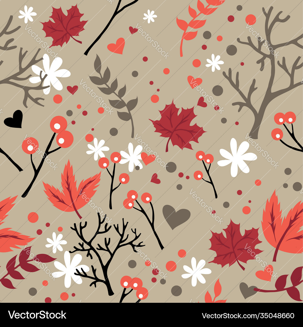 Seamless pattern with leaves Royalty Free Vector Image