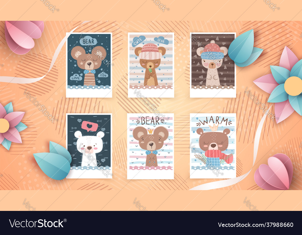 Set cute animal - idea for greeting card