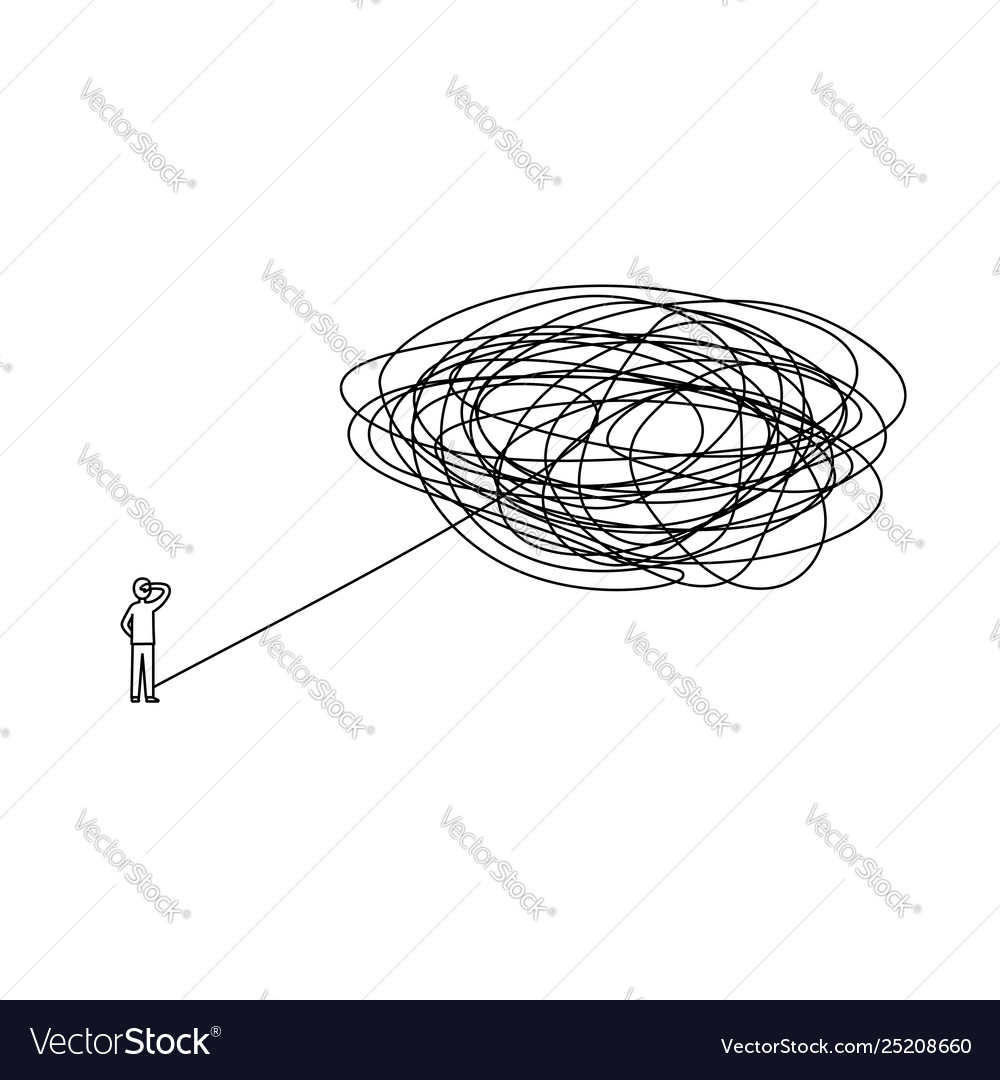 Standing man with complicated problem must vector image Standing man with complicated problem must