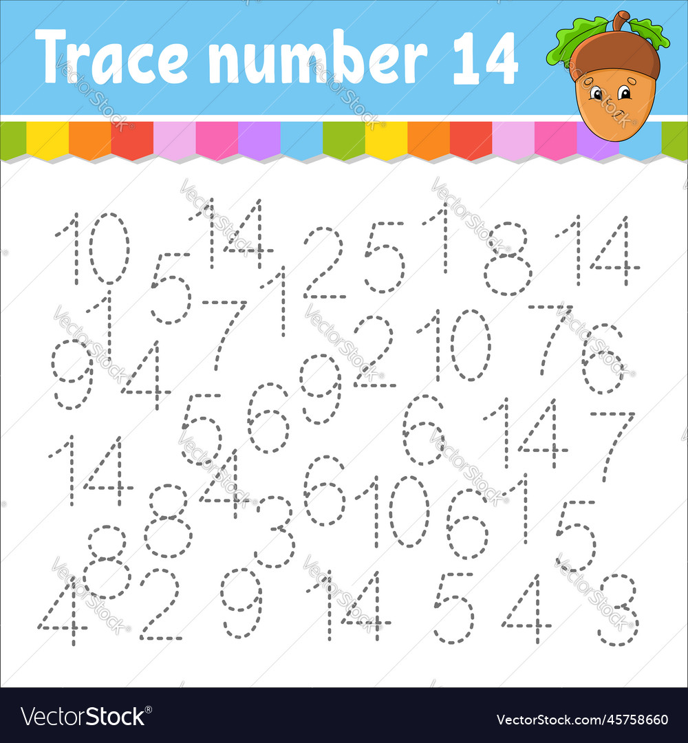 Trace number handwriting practice learning vector image Trace number handwriting practice learning