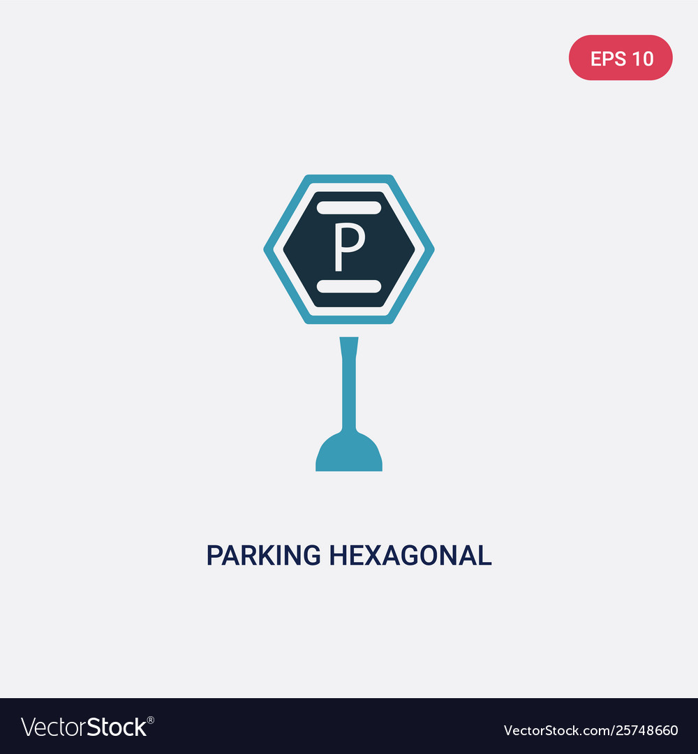 Two color parking hexagonal icon from signs