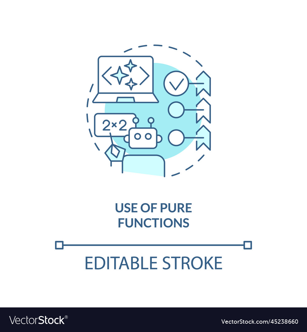 Use of pure functions turquoise concept icon vector image Use of pure functions turquoise concept icon