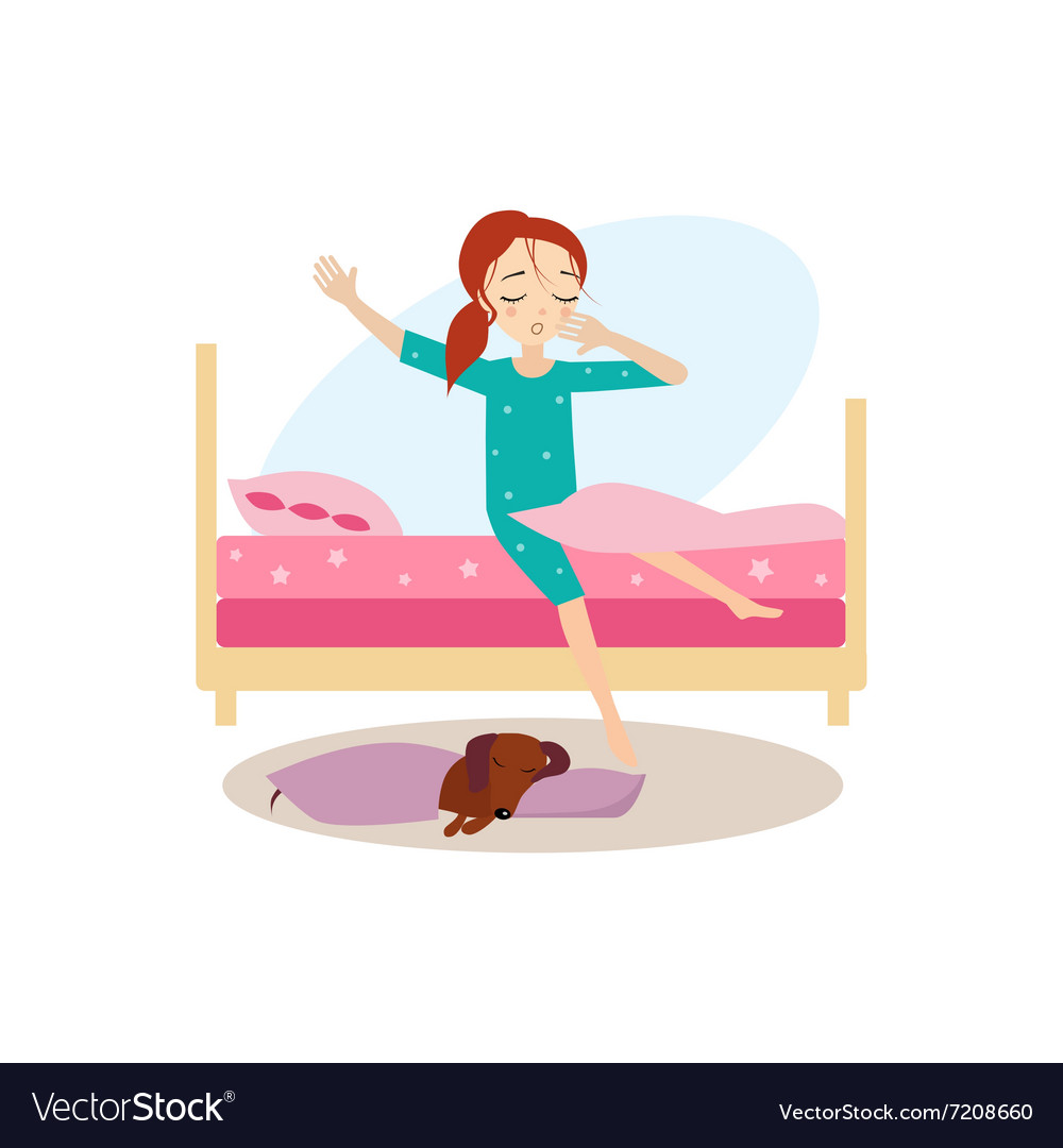 Waking up daily routine activities women Vector Image