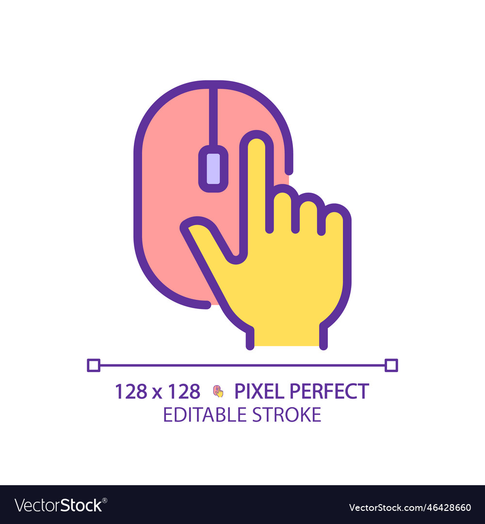 Yellow hand with computer mouse rgb color icon