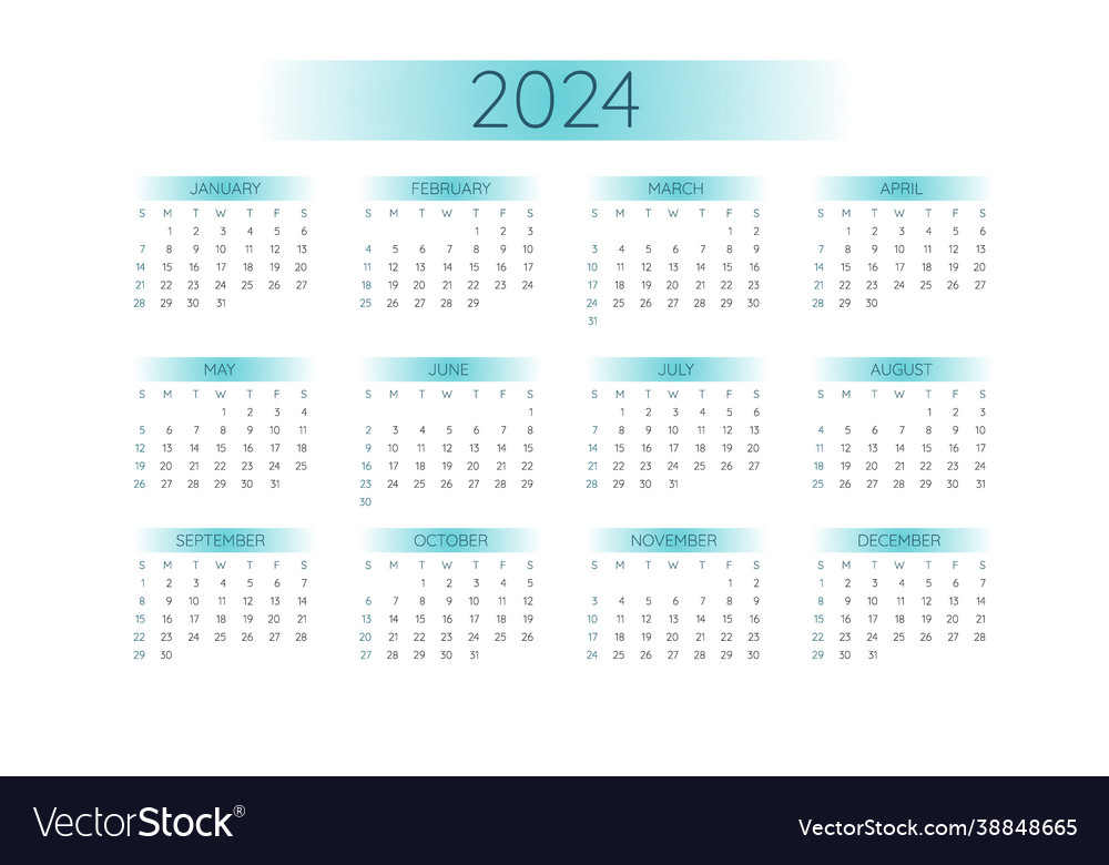 2024 pocket calendar template in strict Royalty Free Vector