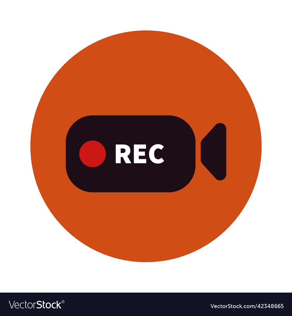 Cinema camera icon with rec written