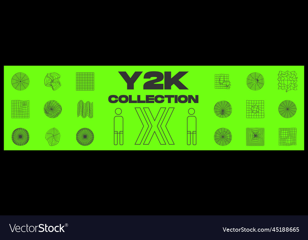 Collection of y2k elements large set retro vector image Collection of y2k elements large set retro