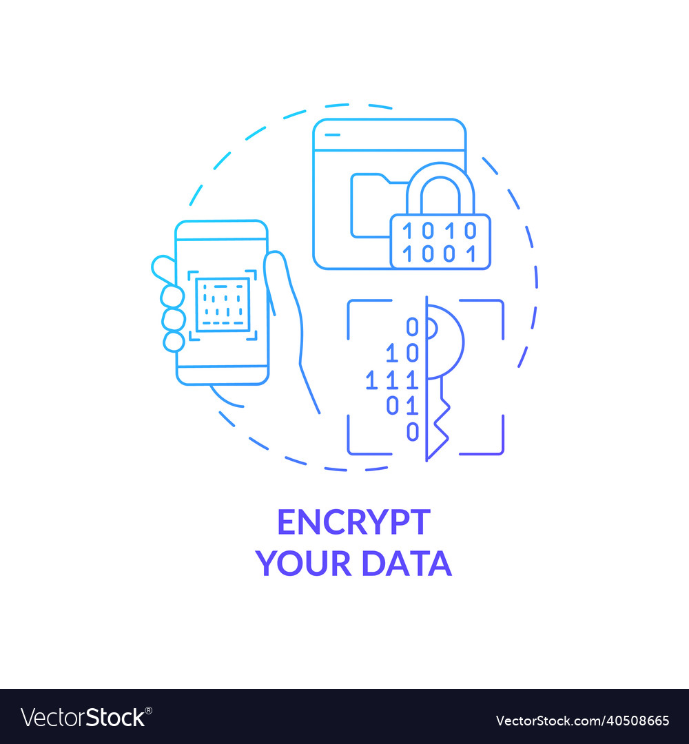 Data encryption to save privacy blue gradient vector image Data encryption to save privacy blue gradient