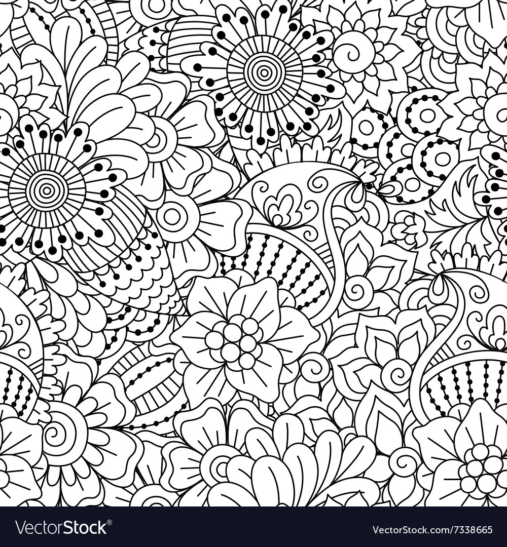 Ethnic Black & White Henna Pattern