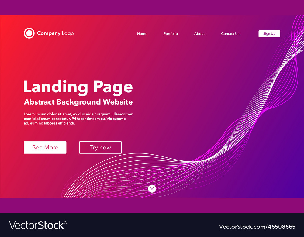 Gradient abstract wave background landing page vector image Gradient abstract wave background landing page