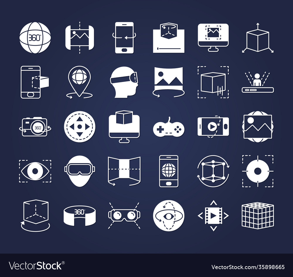 Icon set augmented reality line style