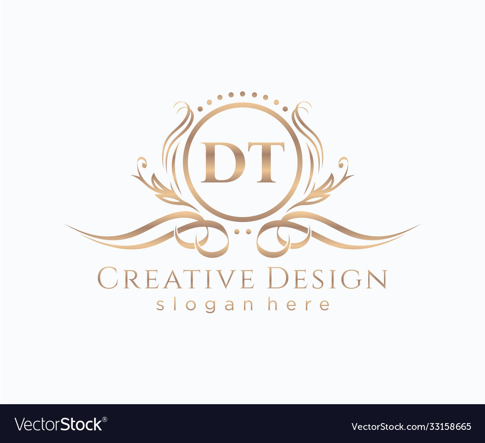 Initial dt beauty monogram and elegant logo design