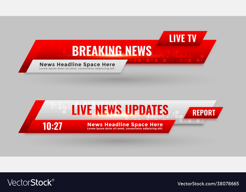 News lower third banners in red color Royalty Free Vector