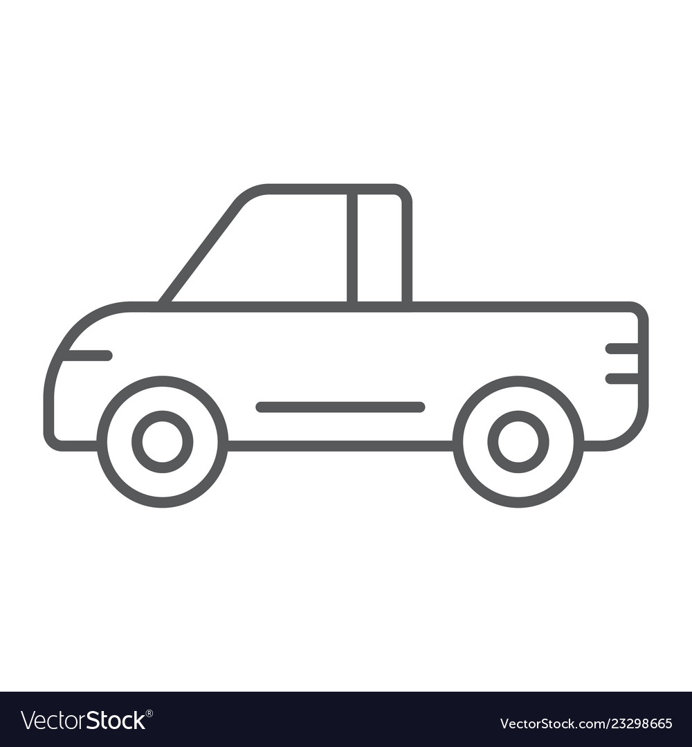 Pickup thin line icon van and auto car sign