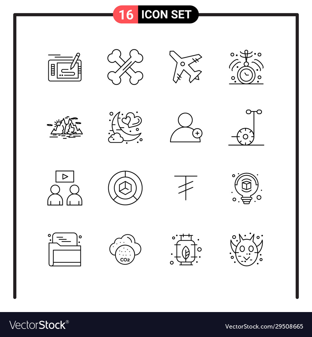 Set 16 line style icons for web and mobile vector image Set 16 line style icons for web and mobile