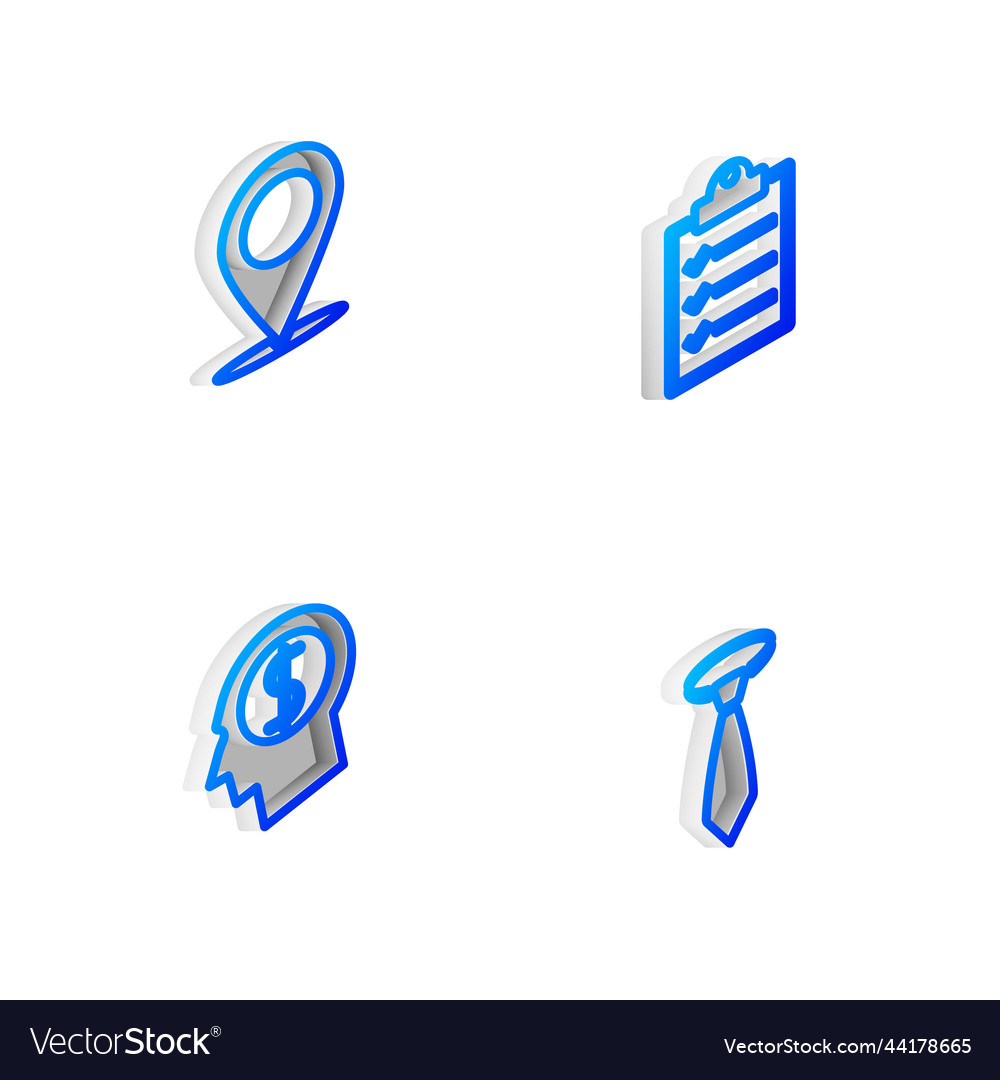 Set isometric line clipboard with checklist map Vector Image Set isometric line clipboard with checklist map