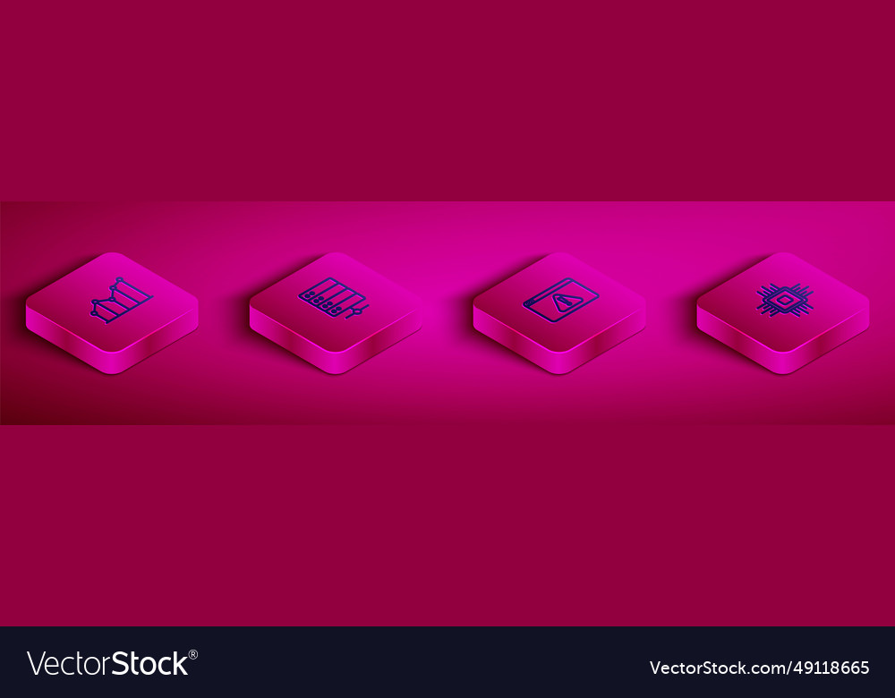 Set isometric line pie chart infographic server