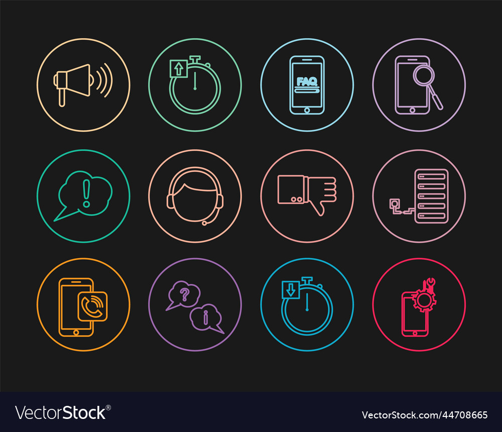 Set line mobile service server with faq vector image Set line mobile service server with faq