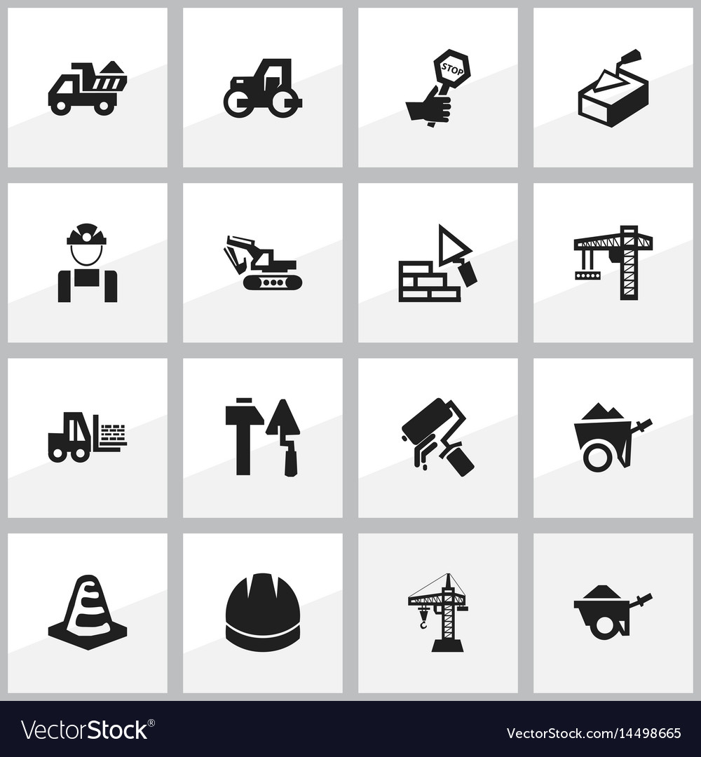 Set of 16 editable building icons includes