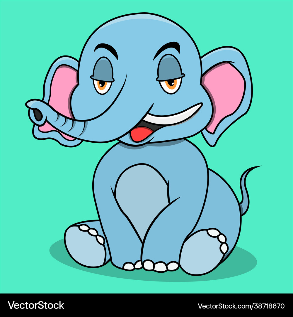 Character relax expression elephant turquoise Vector Image