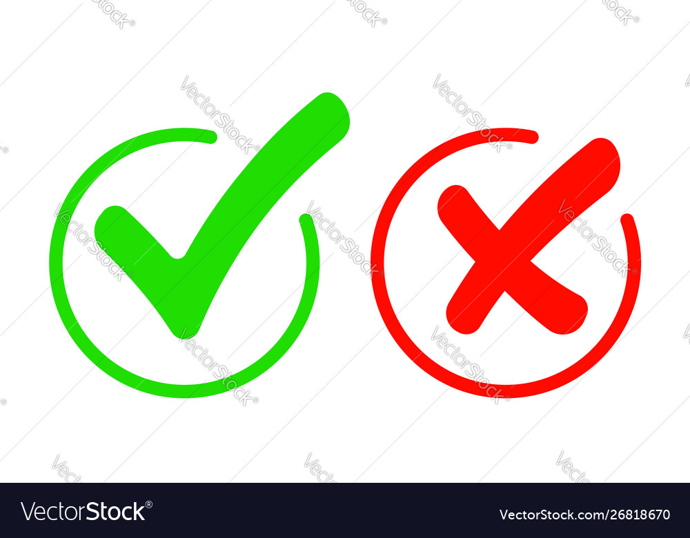 Check Mark and Red Cross Icons