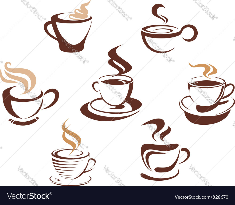 Coffee tes cups Royalty Free Vector Image - VectorStock