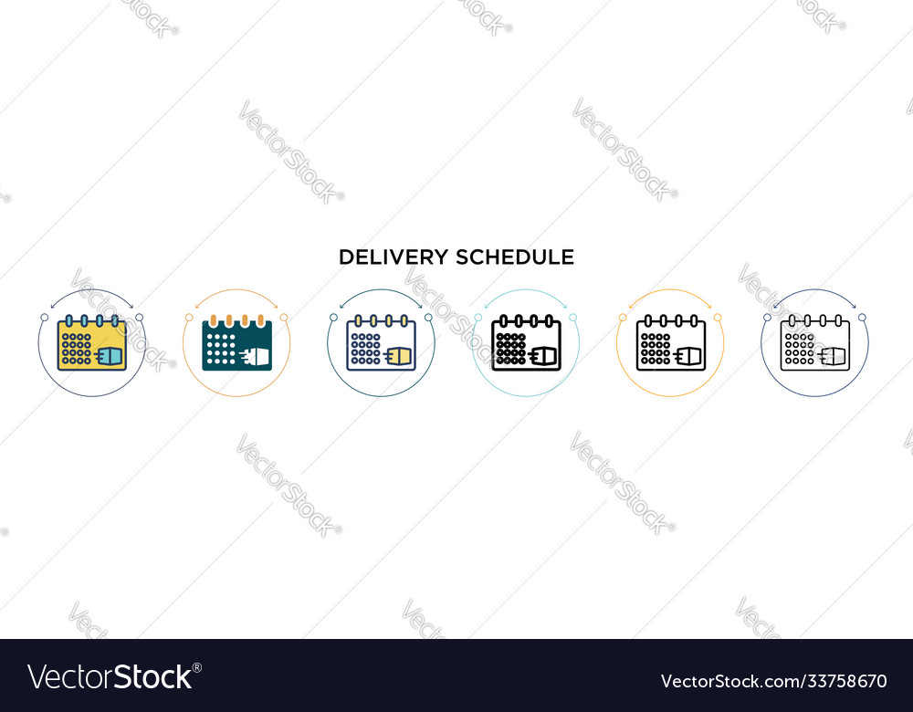 Delivery schedule icon in filled thin line