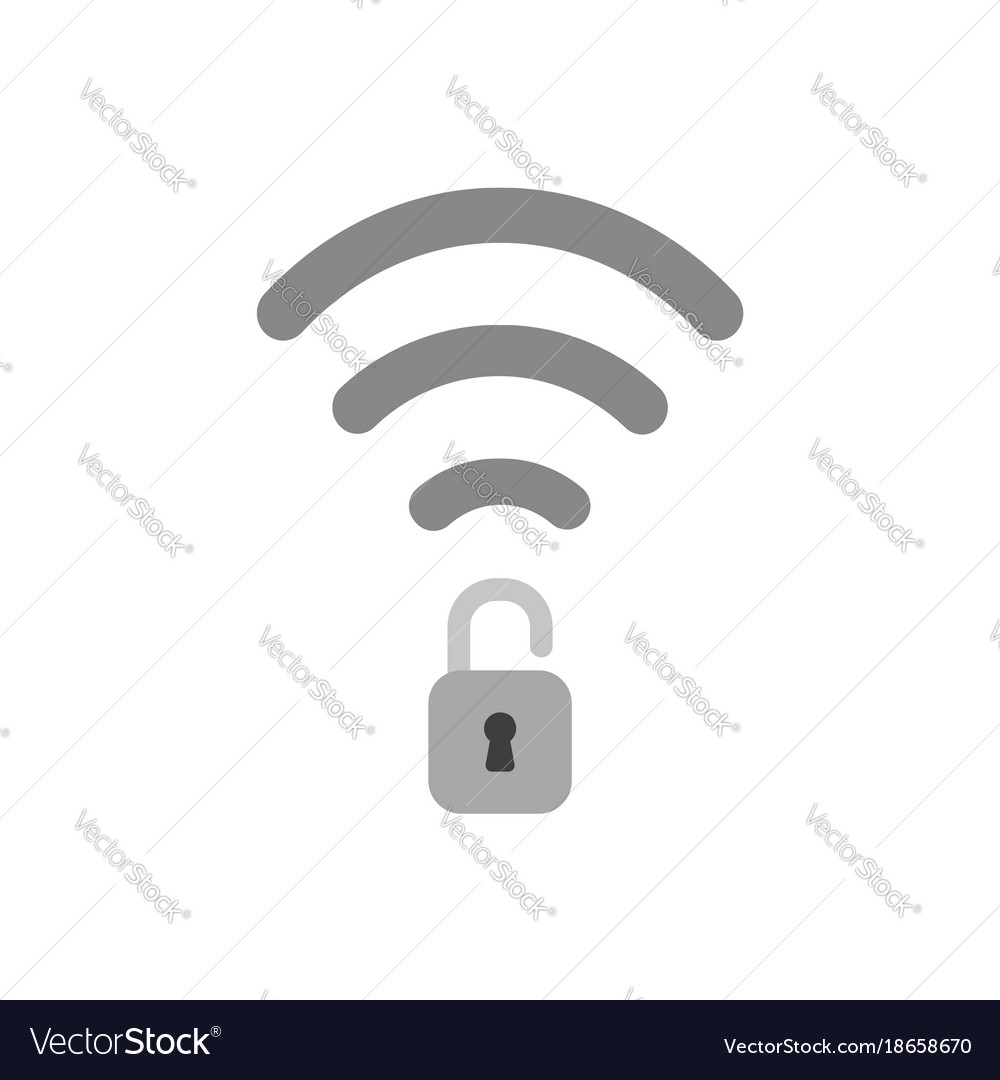 Flat design concept of wifi symbol with unlocked