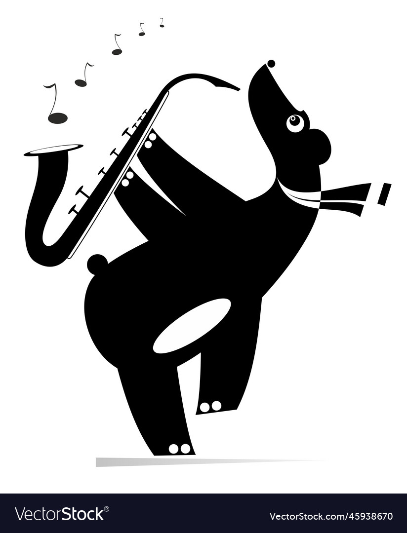 Funny bear a saxophonist isolated