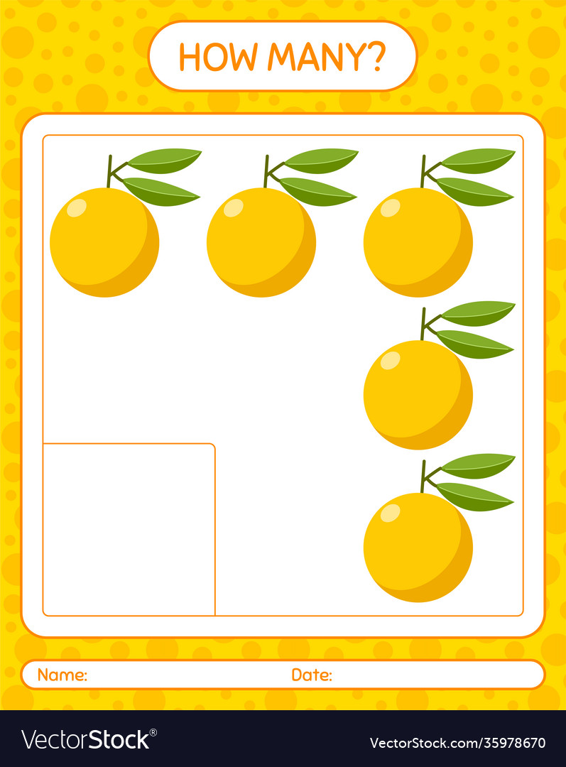 How many counting game with yuzu worksheet vector image How many counting game with yuzu worksheet