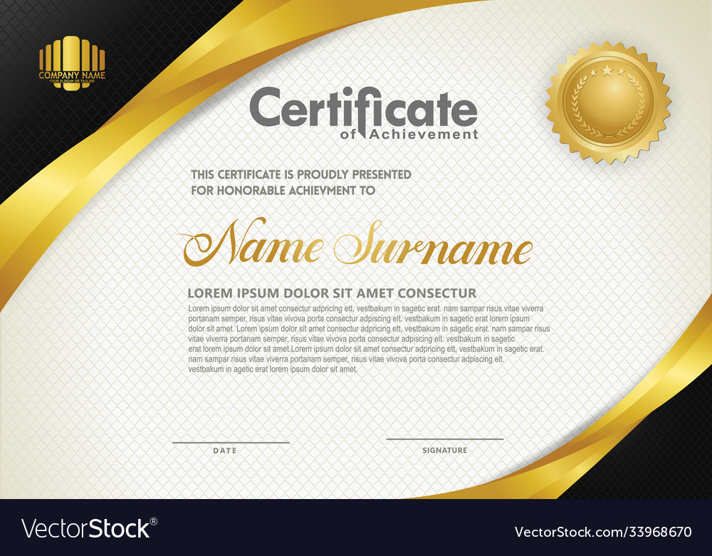 Luxury horizontal certificate template Royalty Free Vector